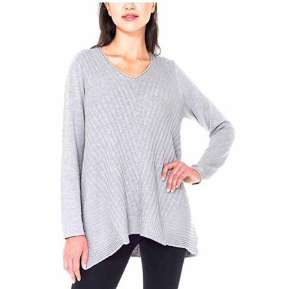 Beatrix Ost Womens Ribbed Knit Long Sleeve V-Neck